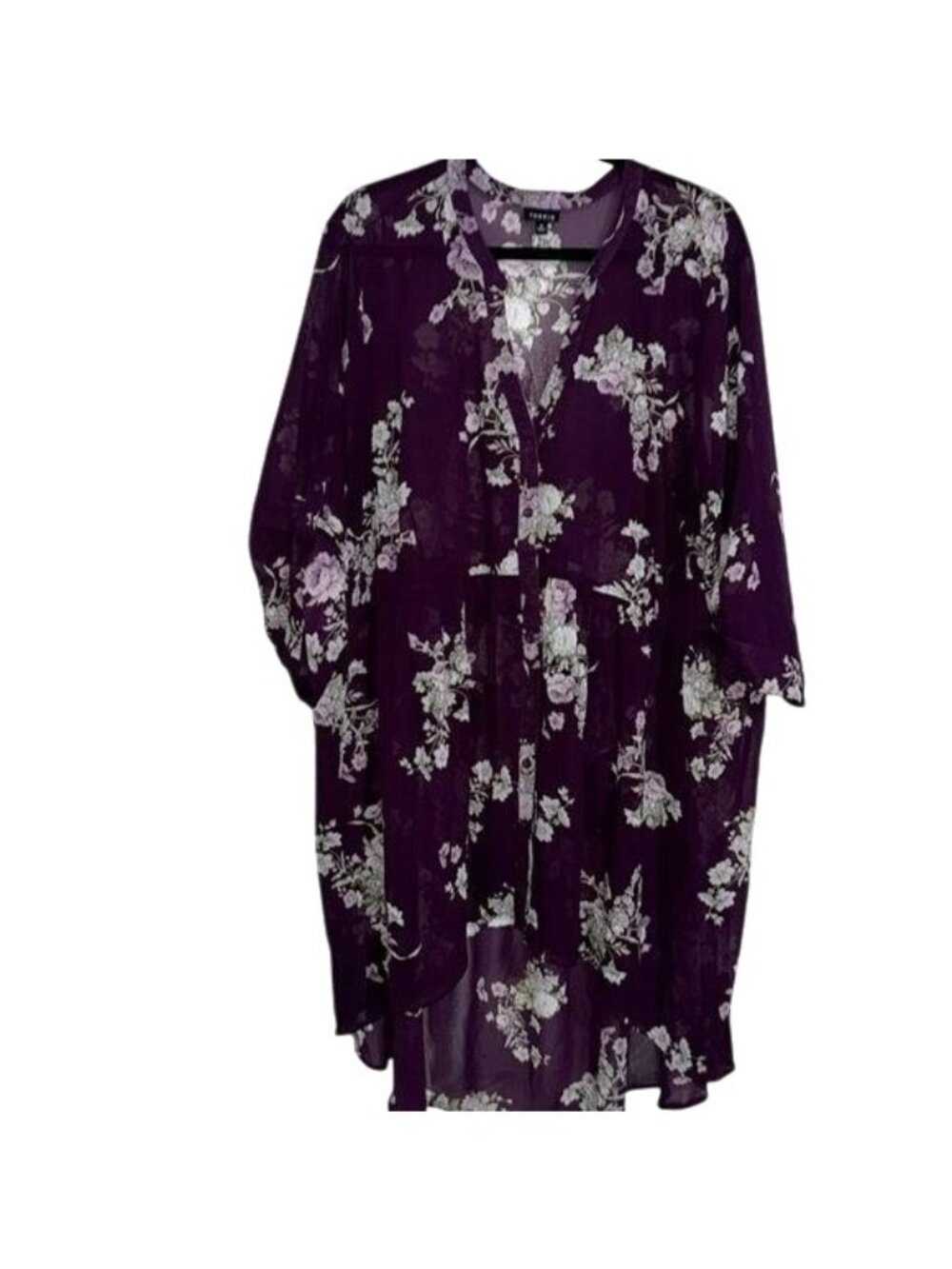 Torrid Womens Floral Button-Down Purple Kimono Top Size 4